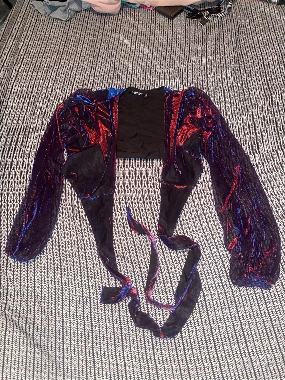Black Cropped Metallic Accent Jacket